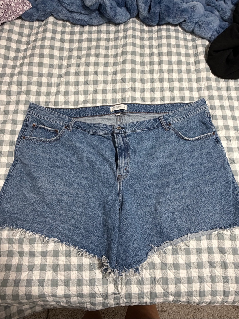 Abercrombie & Fitch Light Blue Frayed Hem Denim Shorts